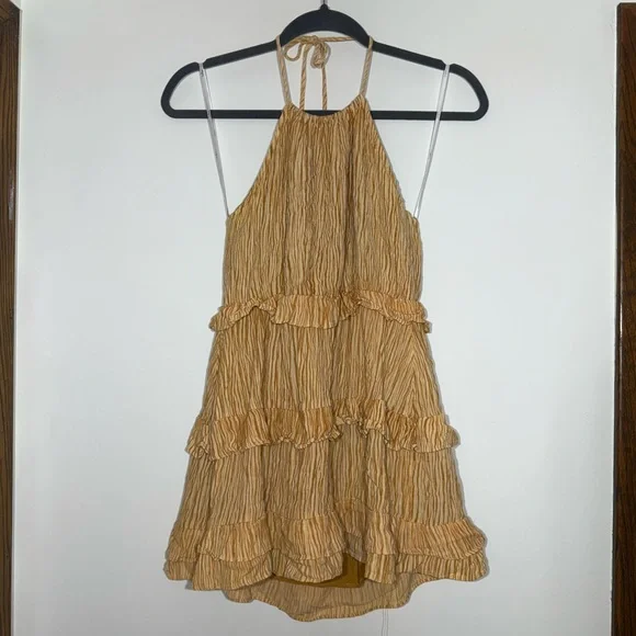 Lulu's Downright Darling Yellow Backless Ruffle Halter Mini Dress Sundress Chic - Picture 4 of 7